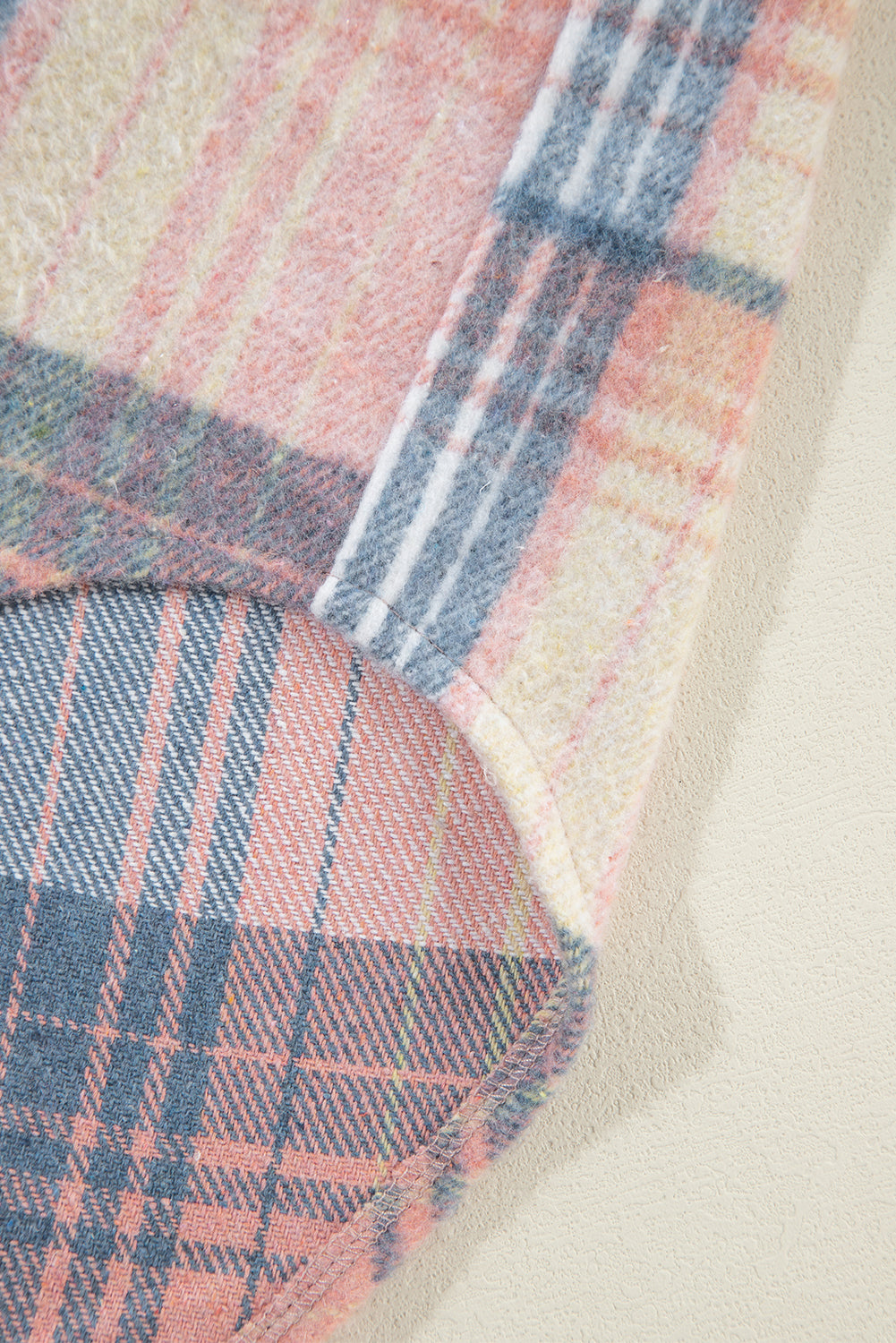 Light Pink Plaid Corduroy Patchwork Chest Pocket Shacket - Glimmer Road 