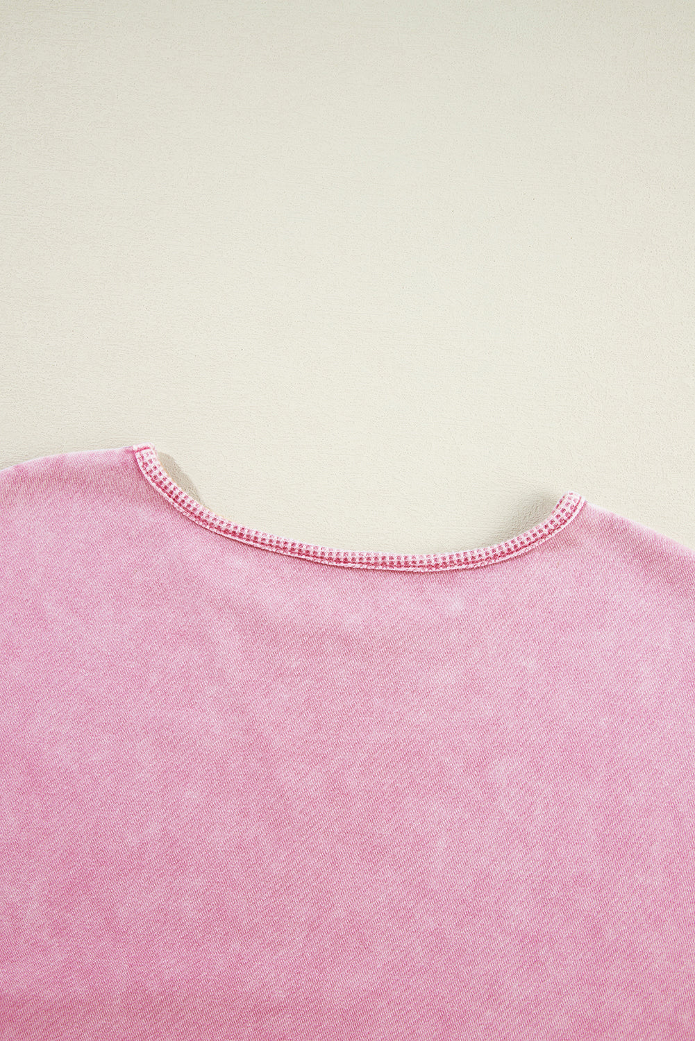 Strawberry Pink Mineral Wash Drop Shoulder Pullover Sweatshirt