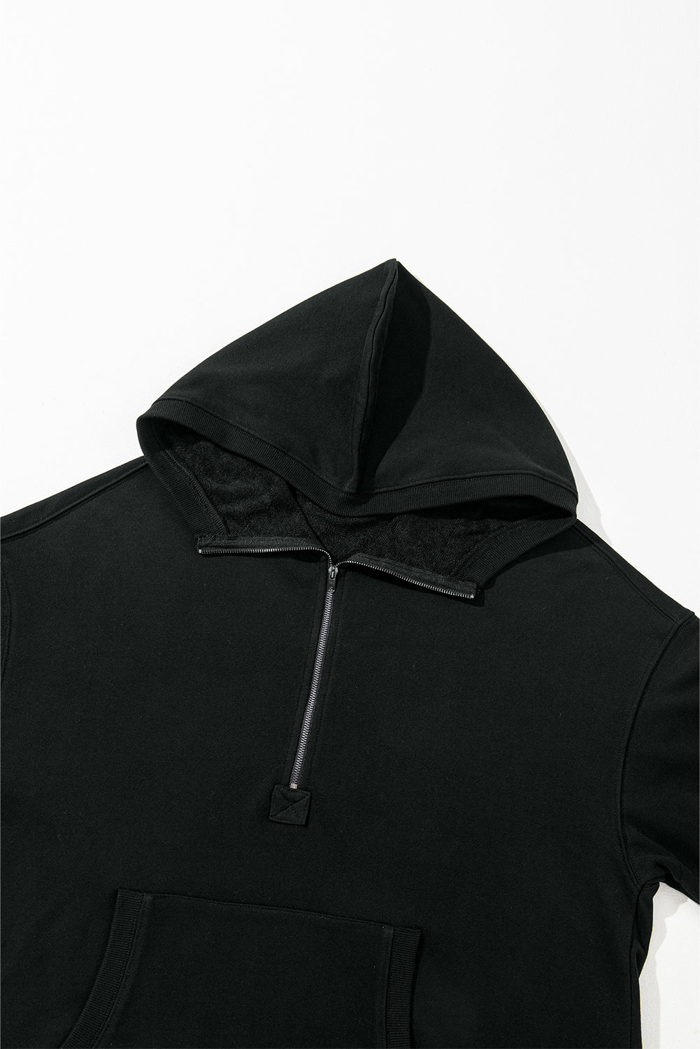 Light Grey Solid Kangaroo Pocket Half Zipper Oversized Hoodie - Glimmer Road 