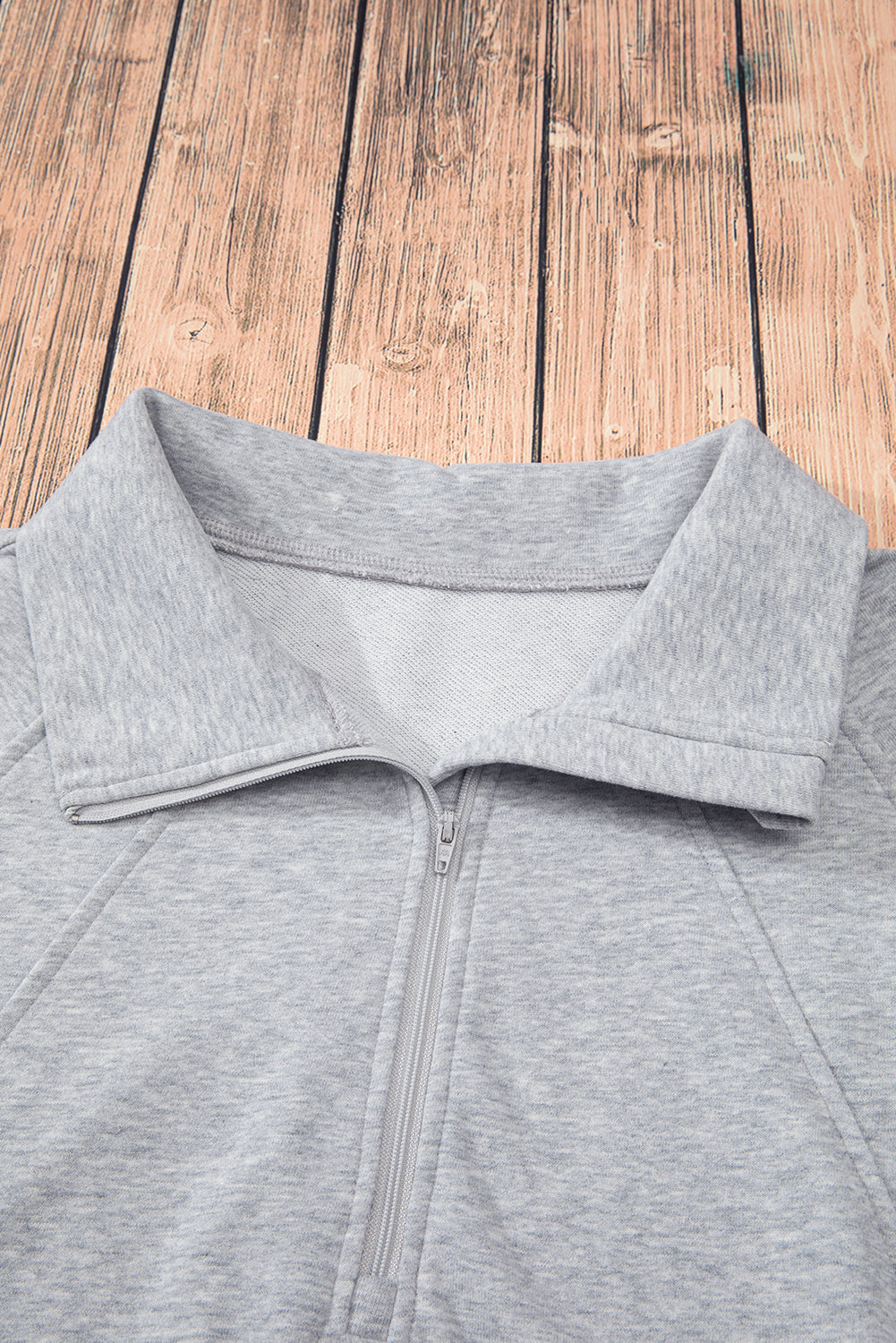 Moss Green Quarter Zip Stand Neck Kangaroo Pocket Sweatshirt