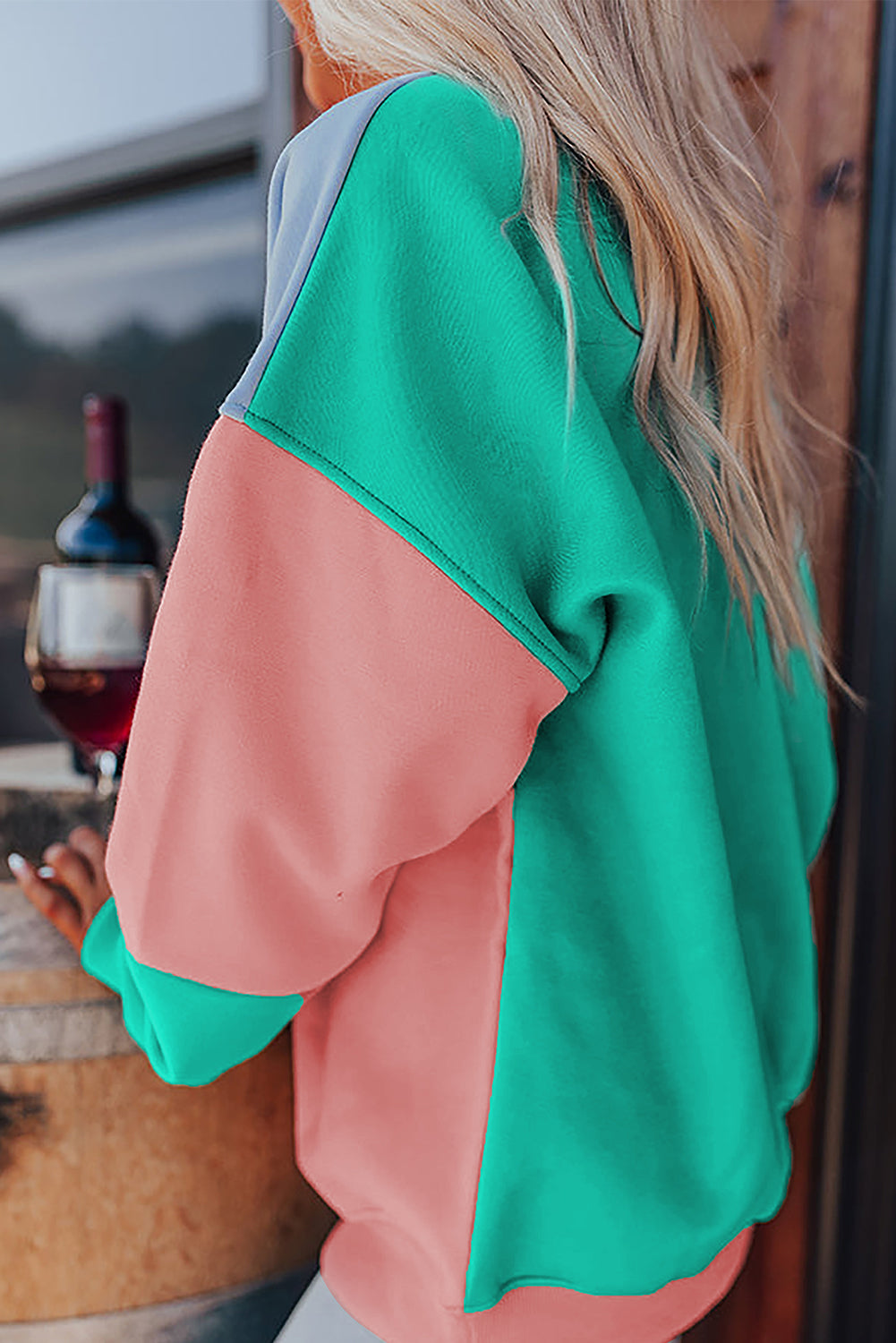 Blossom Colorblock Patchwork Drop Shoulder Sweatshirt - Glimmer Road 