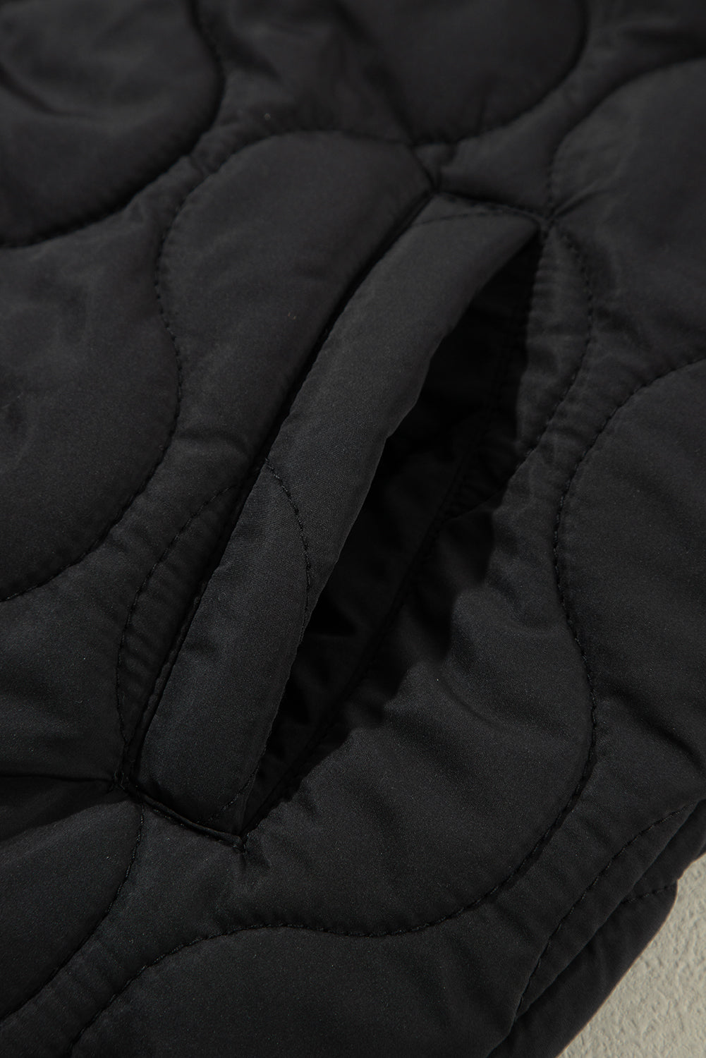 Black Quilted Drawstring Hooded Zip Up Puffer Vest - Glimmer Road 