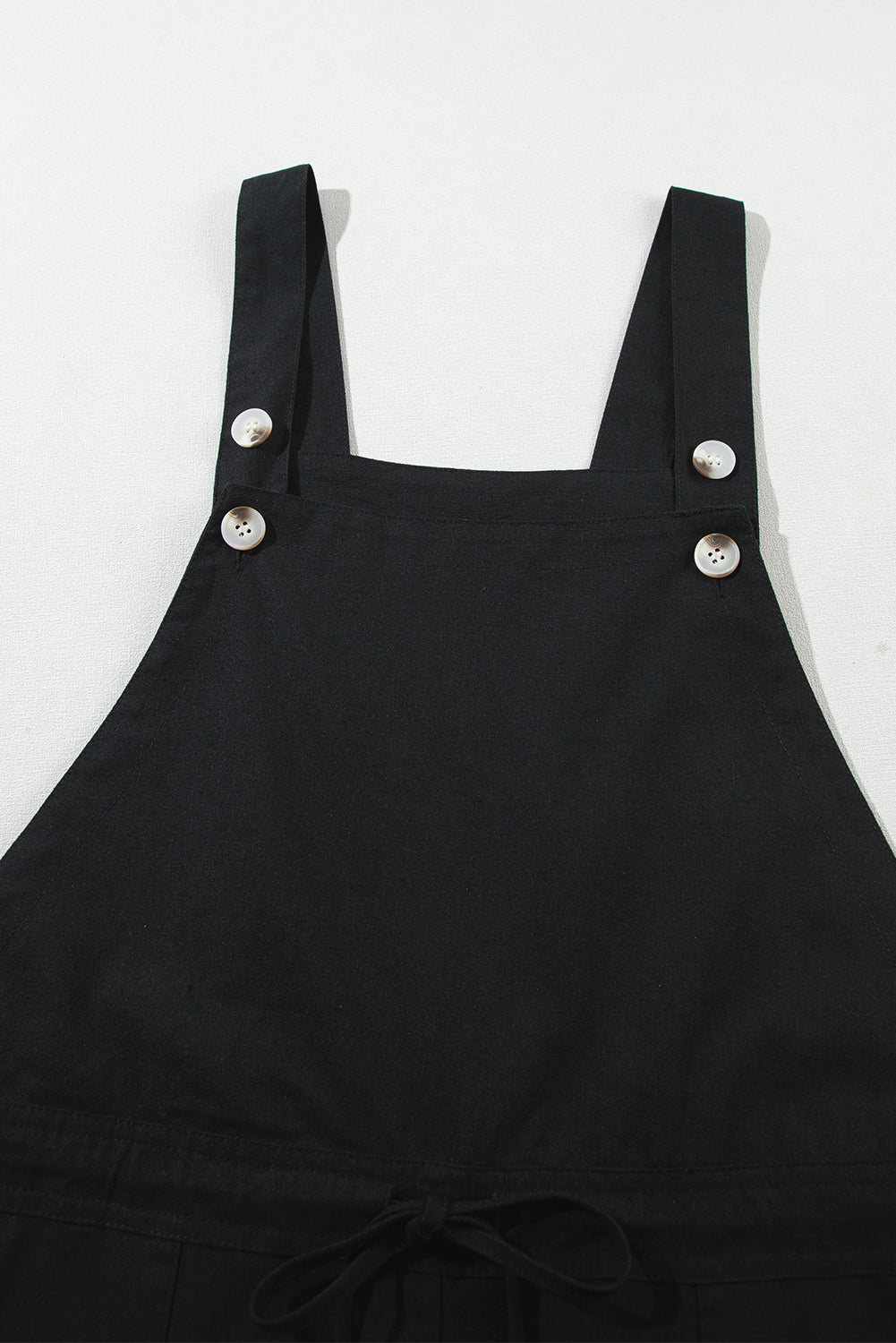 Black Drawstring Buttoned Straps Cropped Overall - Glimmer Road 