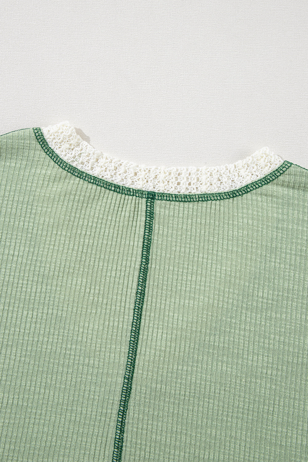 Grass Green Crochet Detail Exposed Seam High Low Loose Top - Glimmer Road 