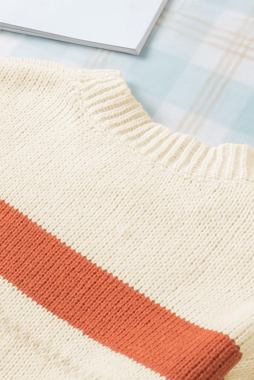 Crew Neck Drop-shoulder Striped Color Block Sweater - Glimmer Road 