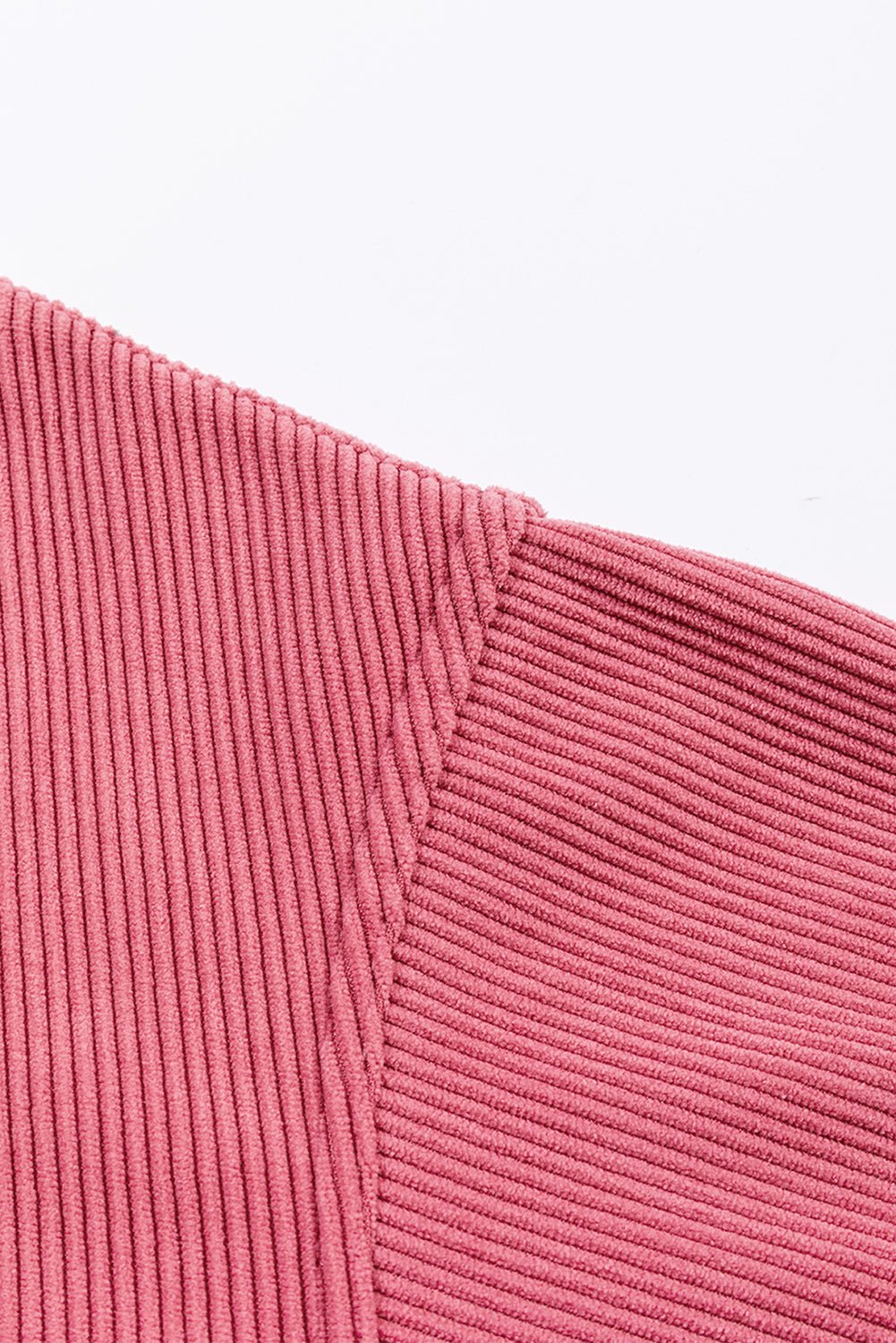 Strawberry Pink Ribbed Corduroy Oversized Sweatshirt