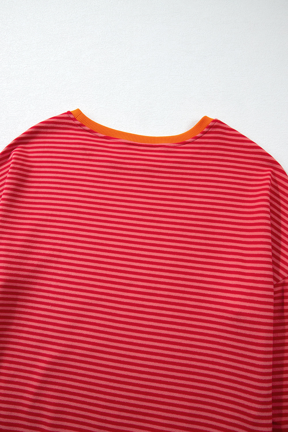 Tomato Red Two Tone Striped Side Buttons Drop Shoulder Top - Glimmer Road 