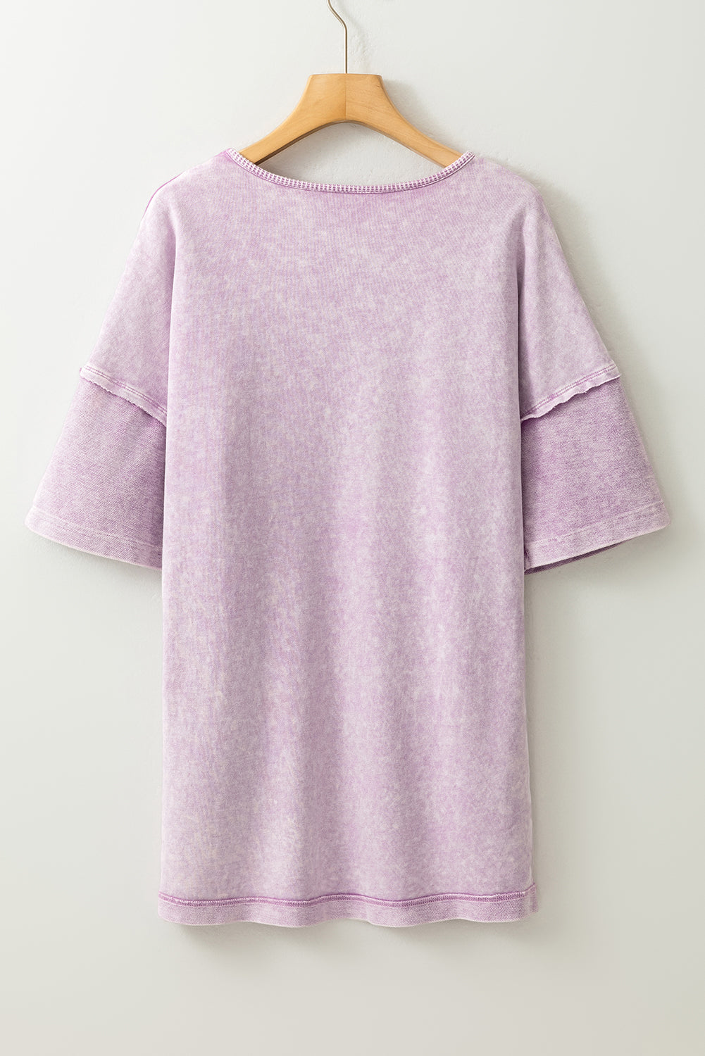 Orchid Petal Mineral Wash Exposed Seam Drop Shoulder Oversized Tee - Glimmer Road 