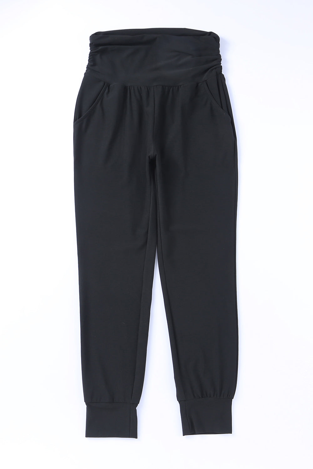 Black High Waist Pleated Pocket Leggings - Glimmer Road 