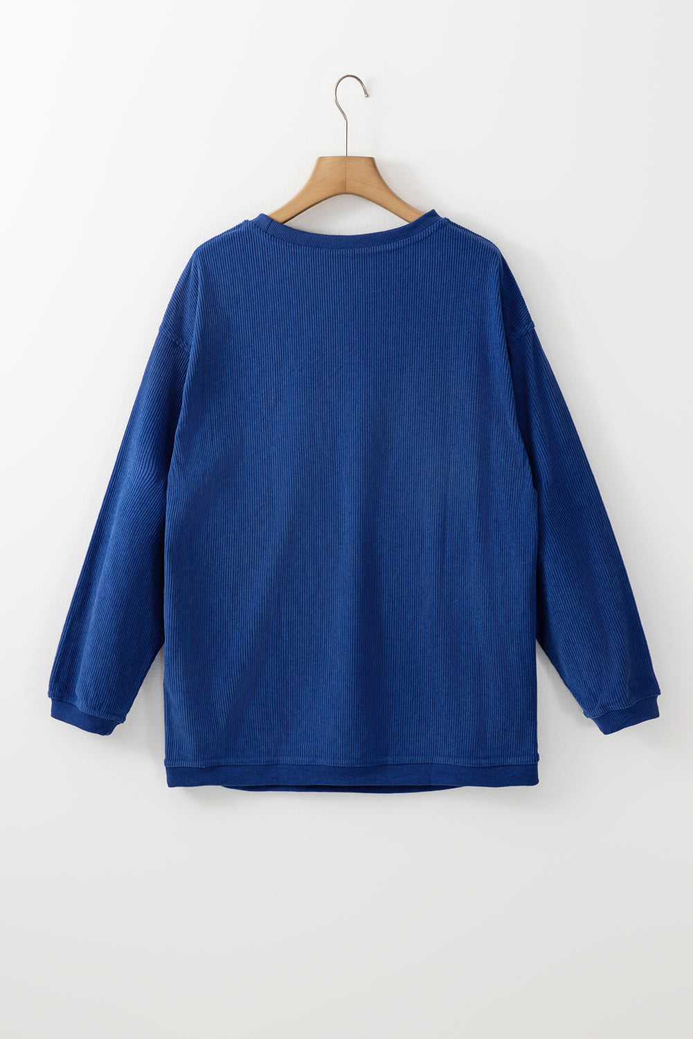 Dark Blue Ribbed Corduroy Oversized Sweatshirt - Glimmer Road 