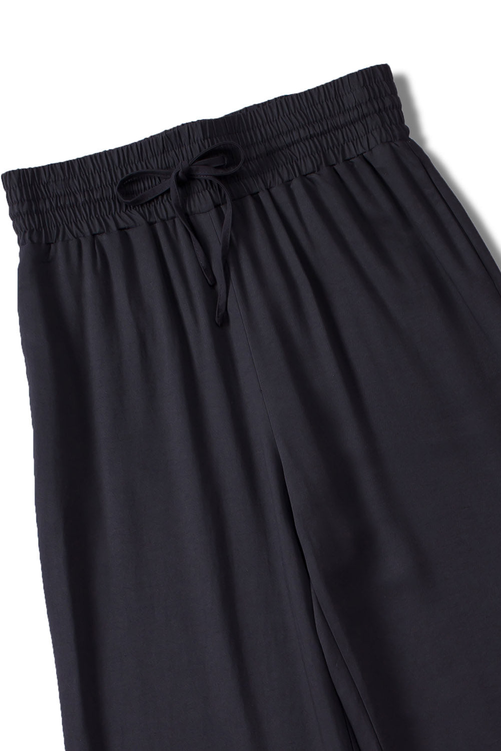 Black Drawstring Elastic Waist Casual Wide Leg Pants - Glimmer Road 