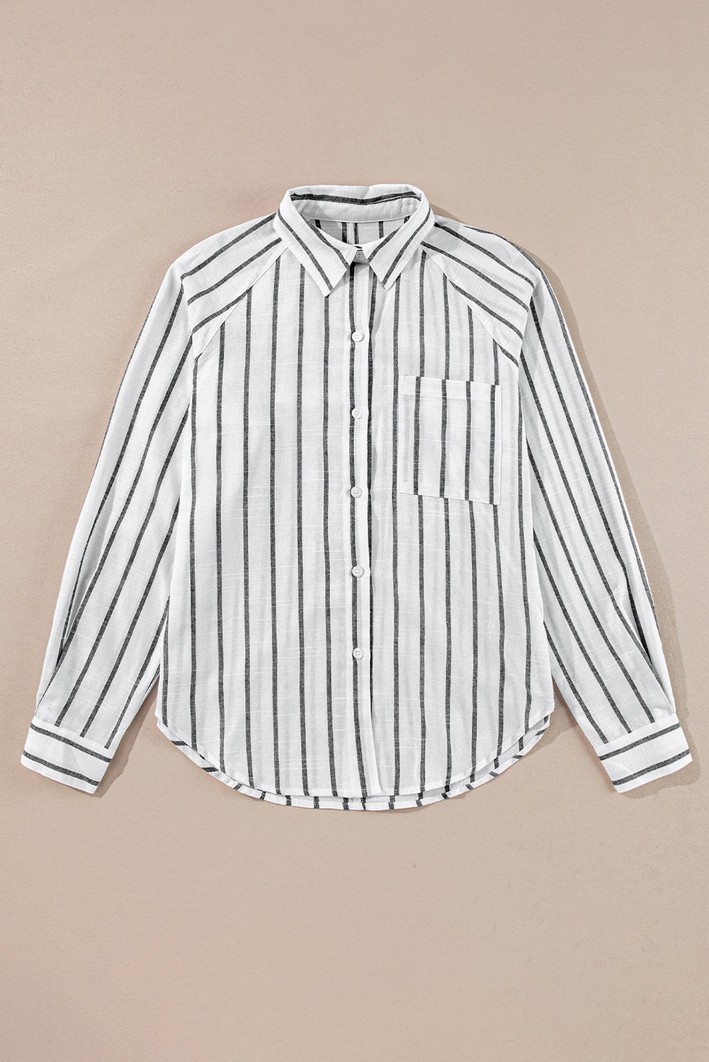 Black Stripe Chest Pocket Buttoned Oversized Shirt - Glimmer Road 