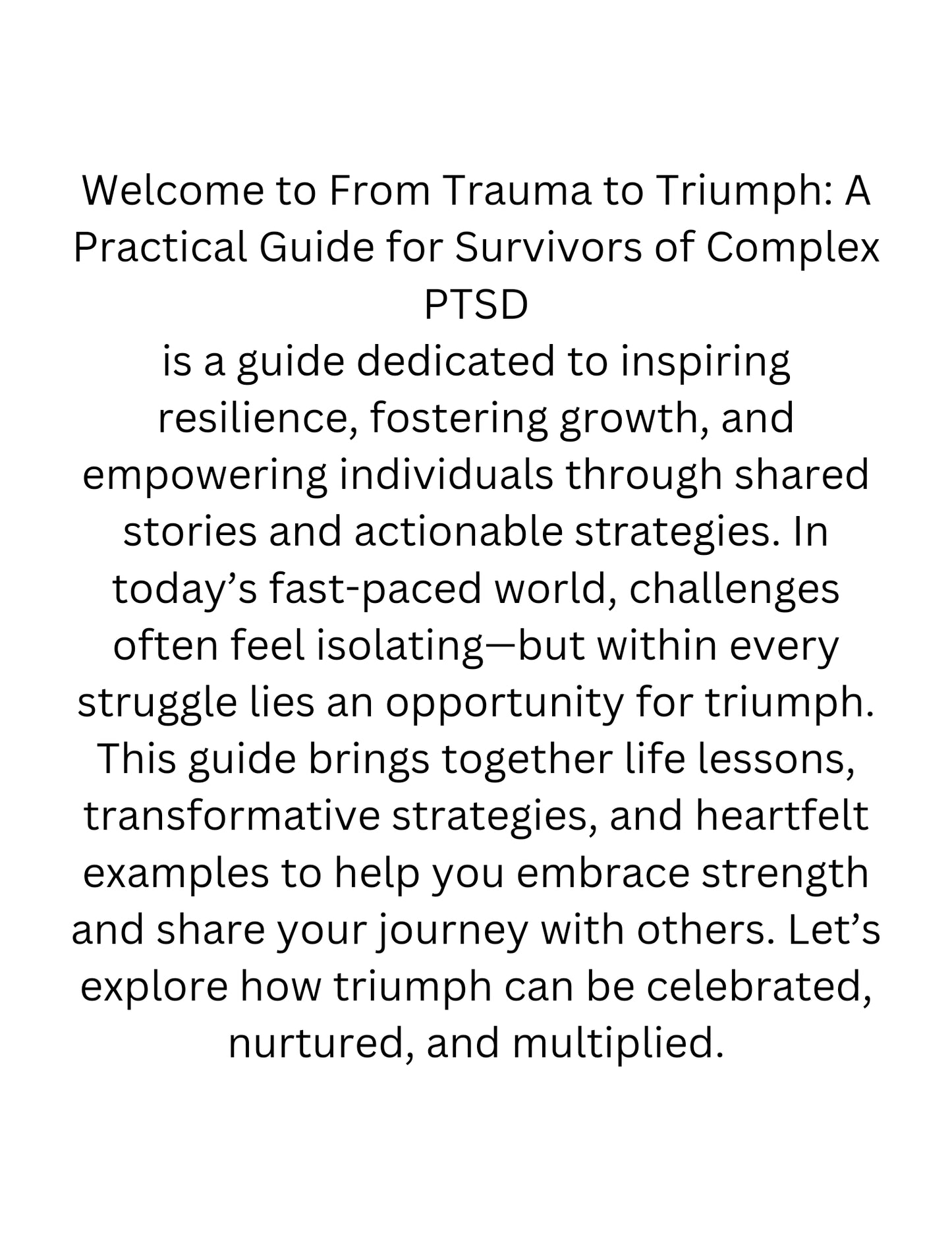 From Trauma to Triumph: A Practical Guide for Survivors of cPTSD