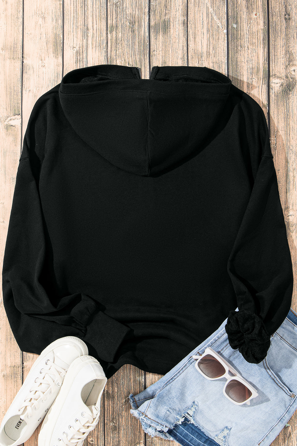 Light Grey Solid Kangaroo Pocket Half Zipper Oversized Hoodie - Glimmer Road 