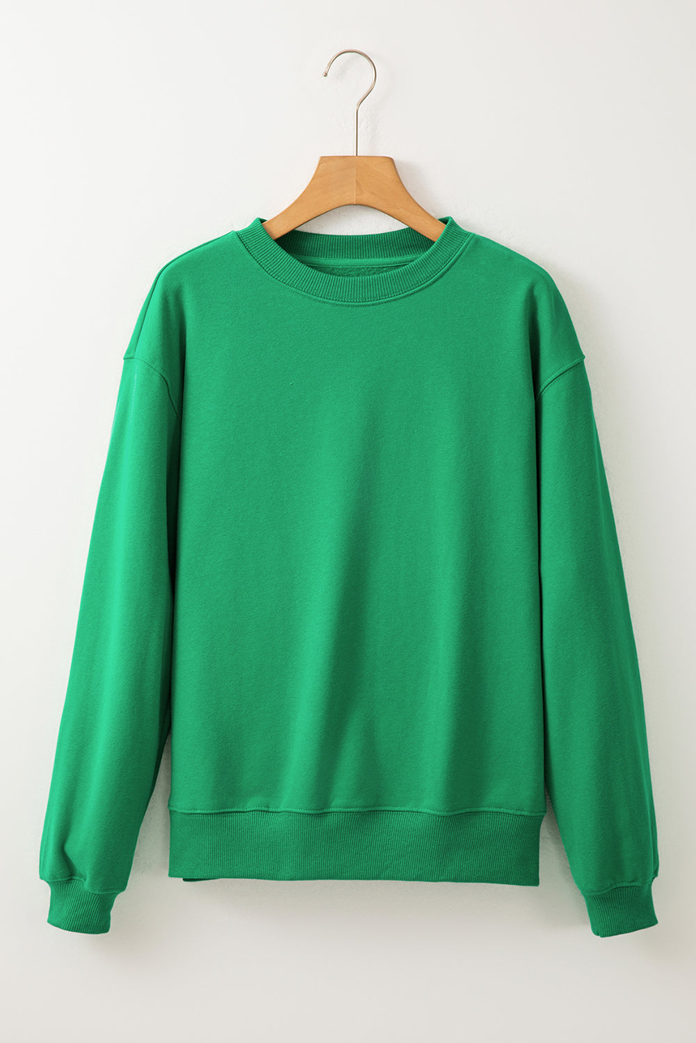 Smoke Green Solid Fleece Lined Drop Shoulder Terry Sweatshirt - Glimmer Road 