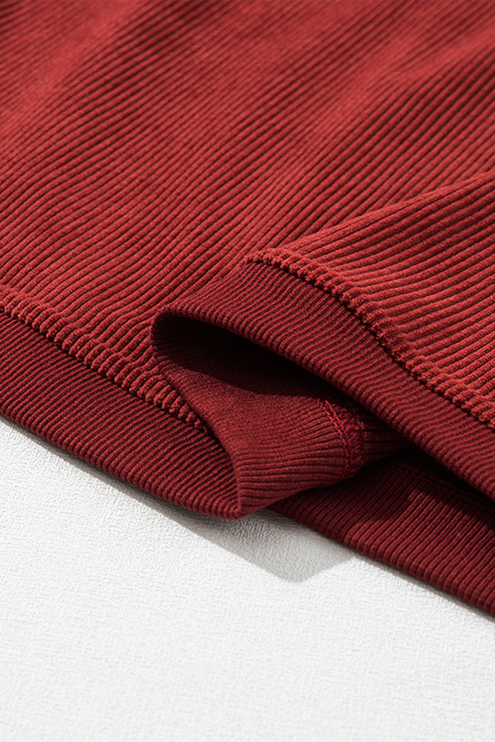 Racing Red Ribbed Corduroy Oversized Sweatshirt - Glimmer Road 