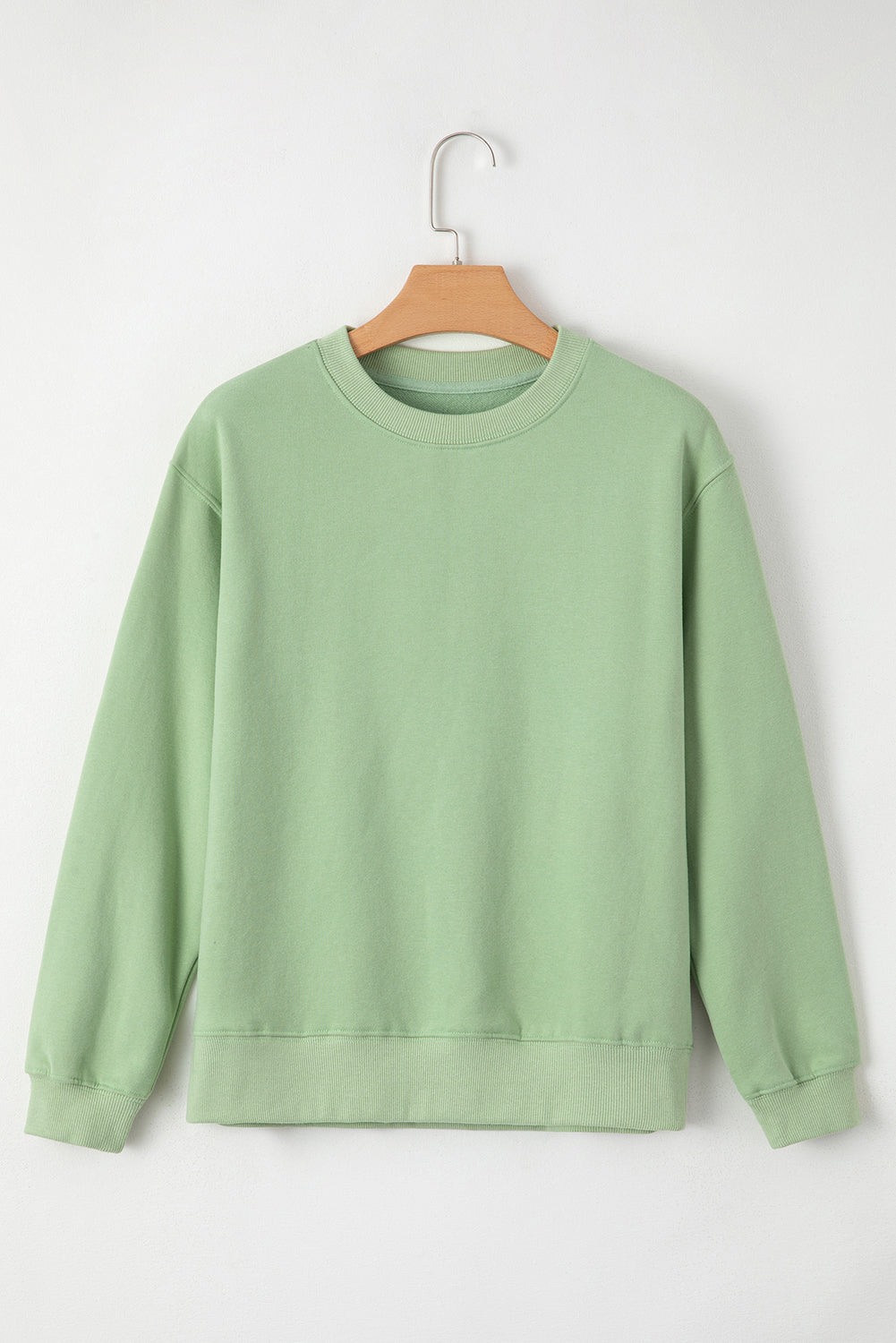 Smoke Green Solid Fleece Lined Drop Shoulder Terry Sweatshirt - Glimmer Road 