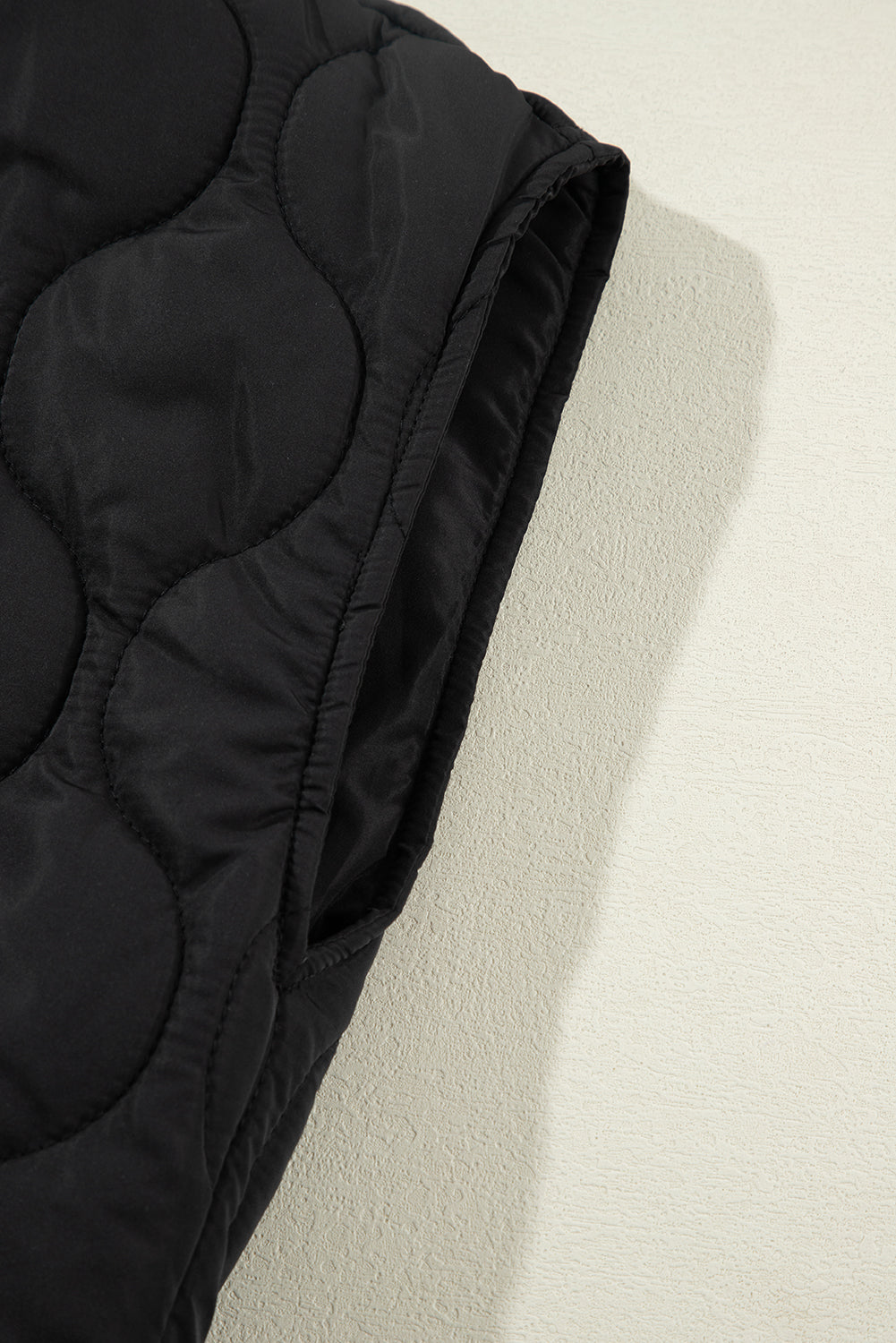 Black Quilted Drawstring Hooded Zip Up Puffer Vest - Glimmer Road 