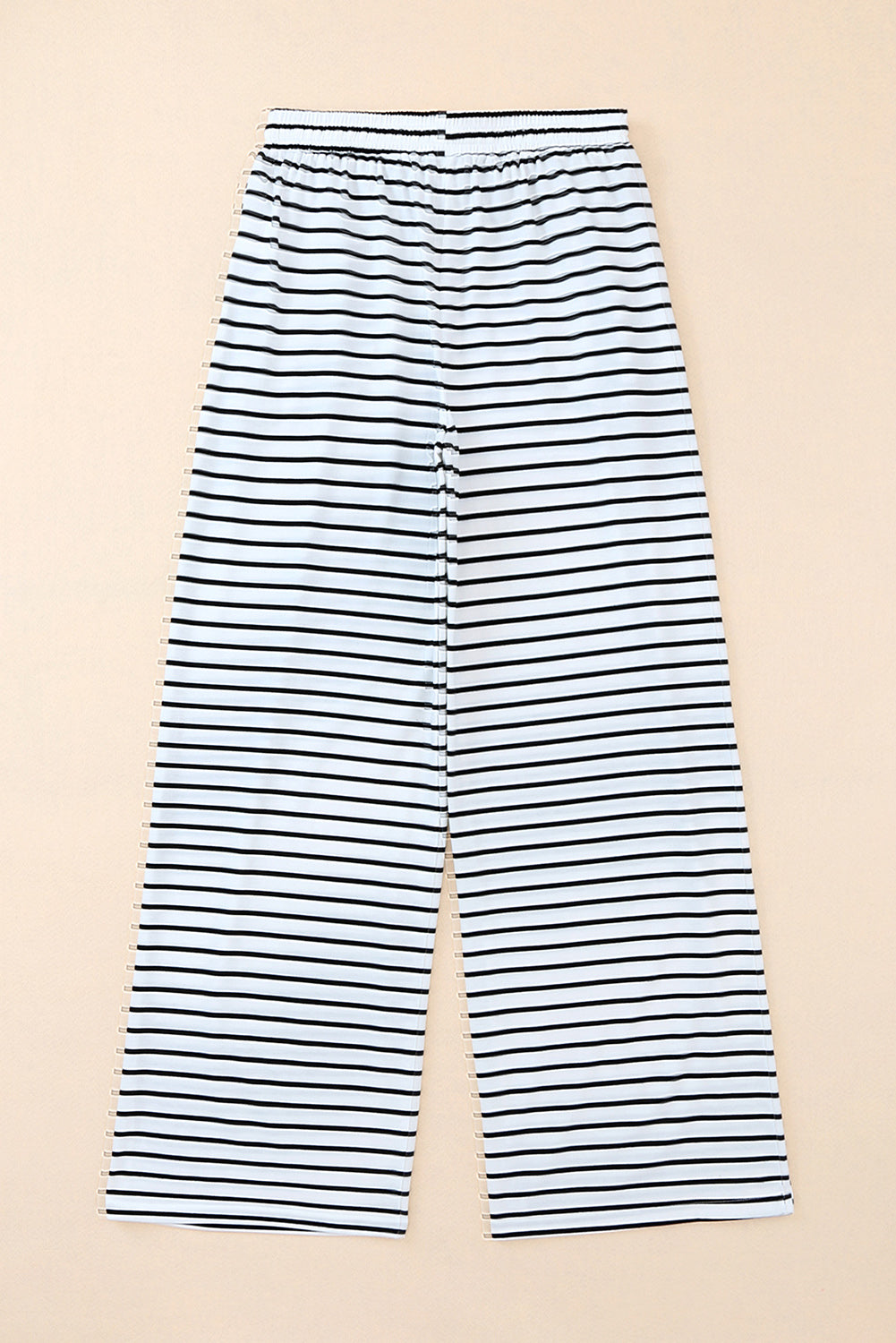 White Drawstring Striped Wide Leg Pants - Glimmer Road 