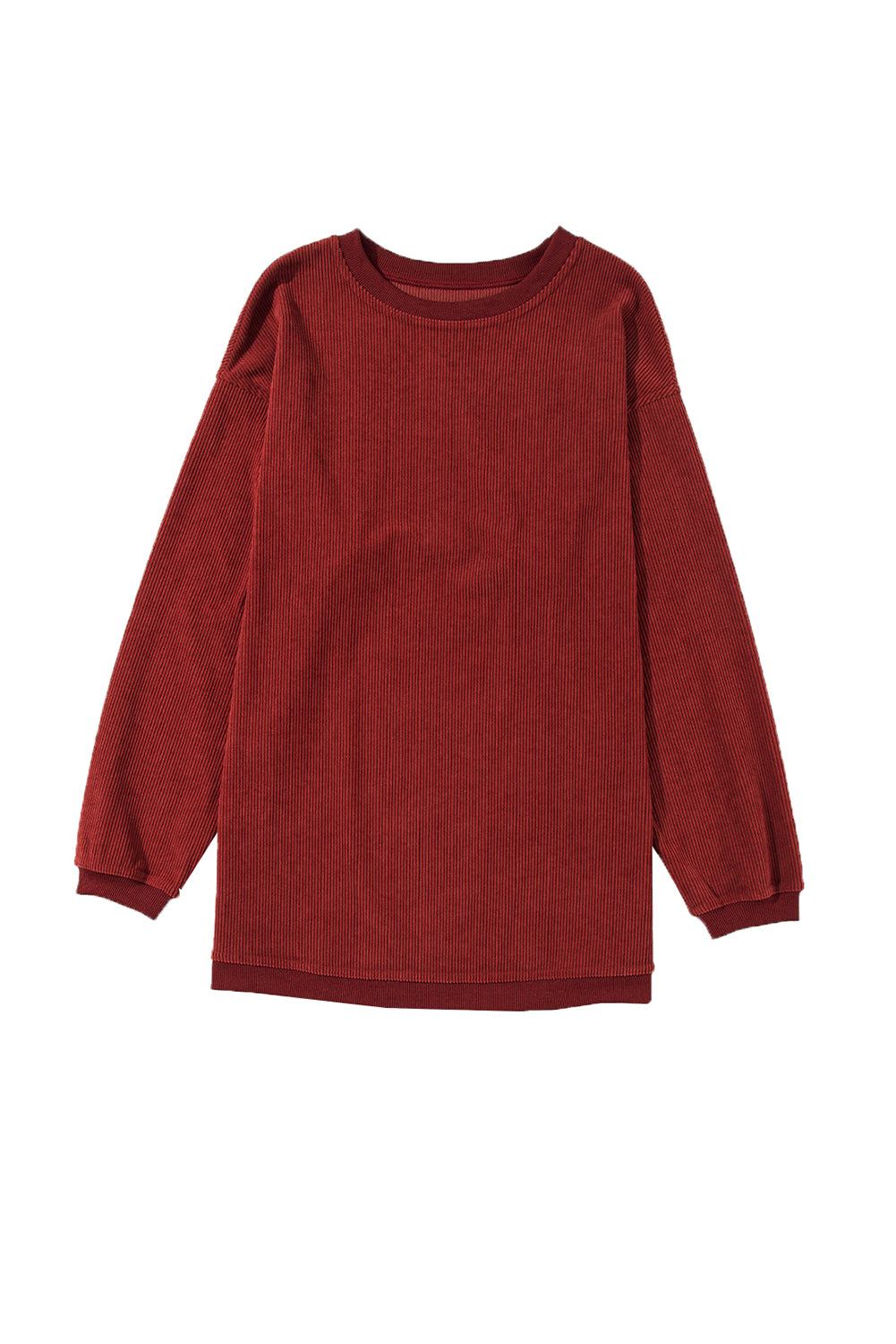 Racing Red Ribbed Corduroy Oversized Sweatshirt - Glimmer Road 