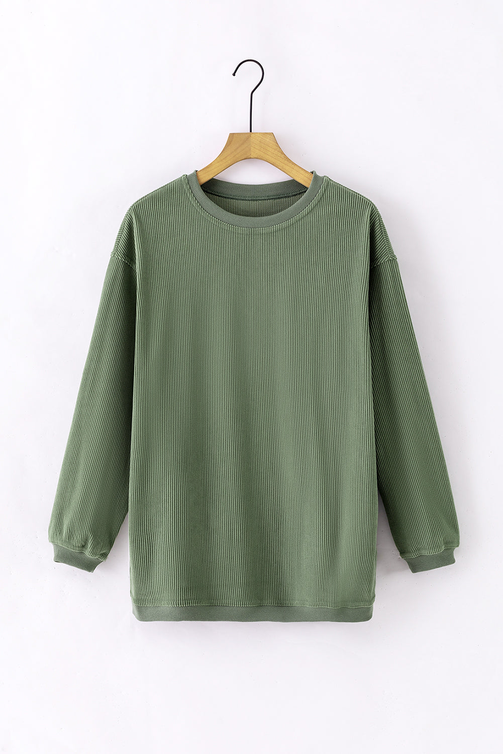 Grass Green Ribbed Corduroy Oversized Sweatshirt - Glimmer Road 