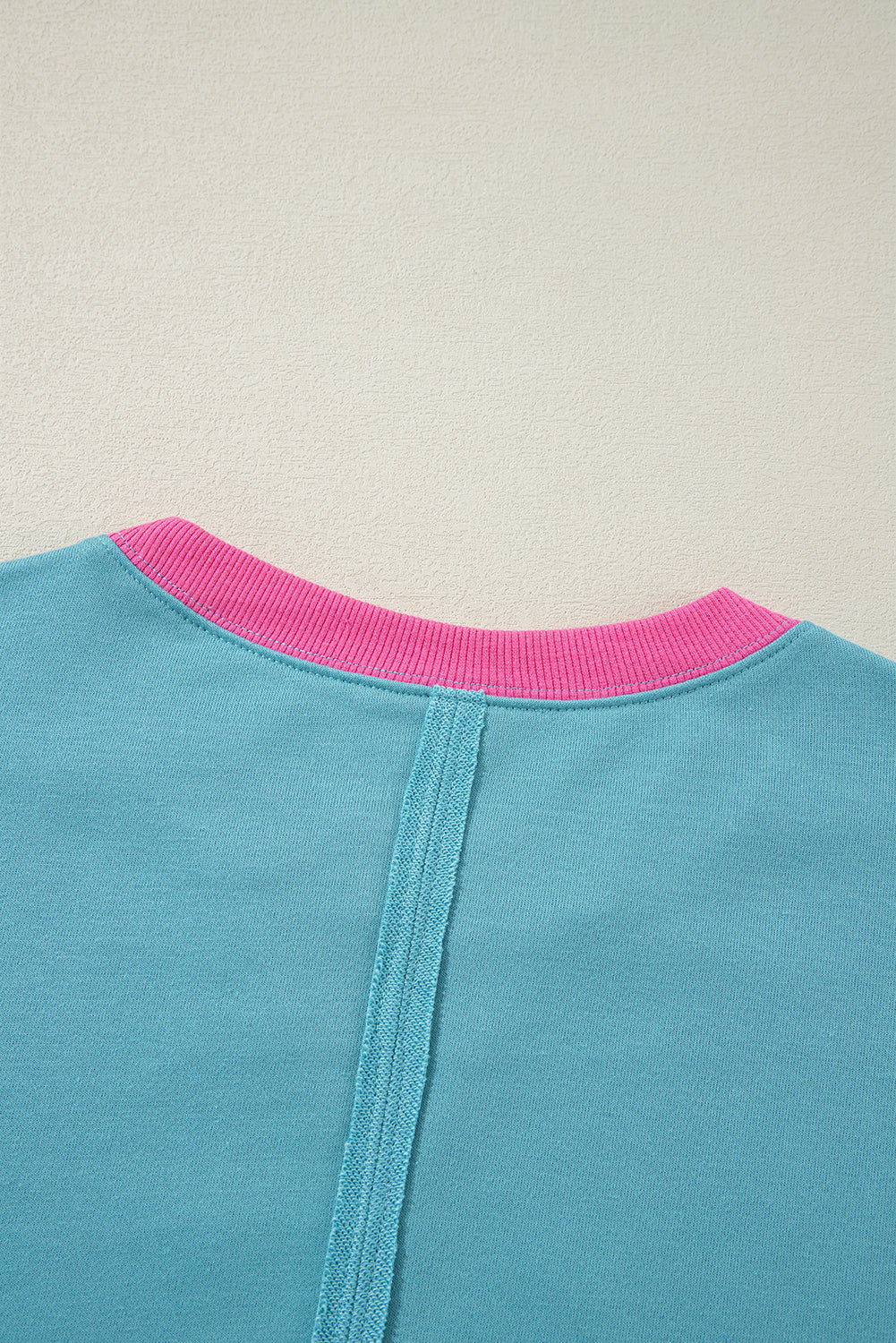 Light Blue Colorblock Patchwork Crew Neck Loose Sweatshirt - Glimmer Road 
