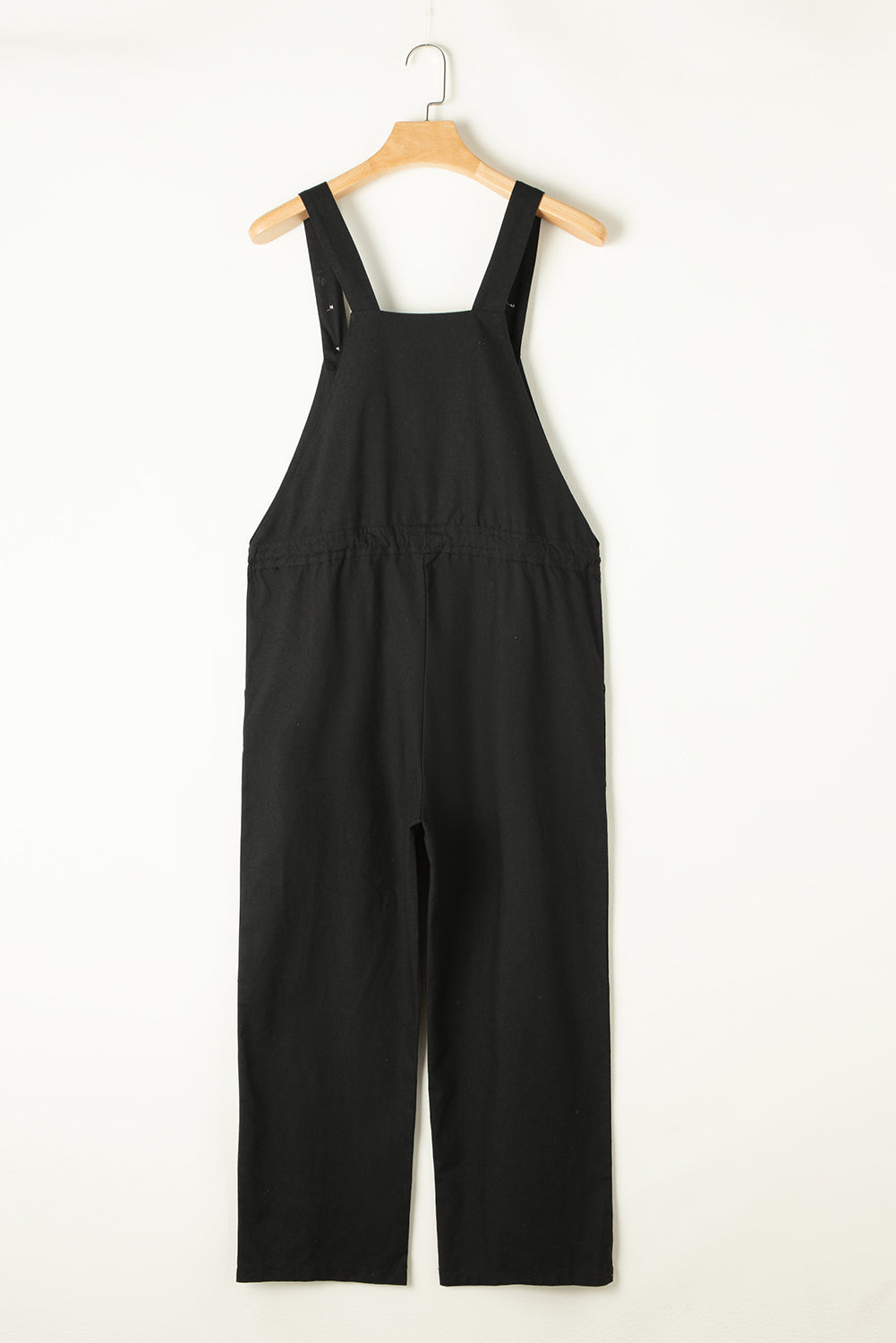 Black Drawstring Buttoned Straps Cropped Overall - Glimmer Road 