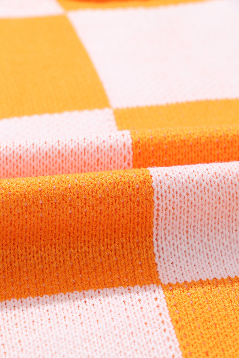 Orange Checkered Bishop Sleeve Sweater - Glimmer Road 