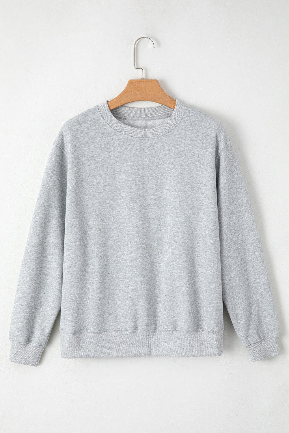 Smoke Green Solid Fleece Lined Drop Shoulder Terry Sweatshirt - Glimmer Road 