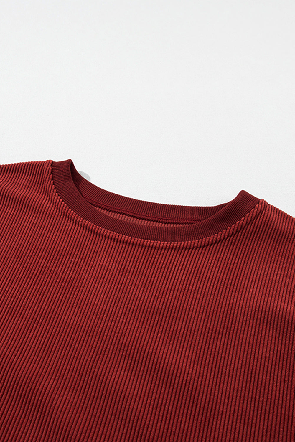 Racing Red Ribbed Corduroy Oversized Sweatshirt - Glimmer Road 