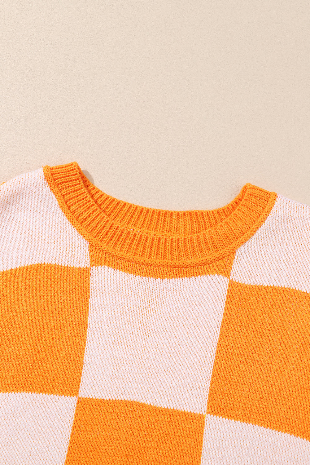 Orange Checkered Bishop Sleeve Sweater - Glimmer Road 