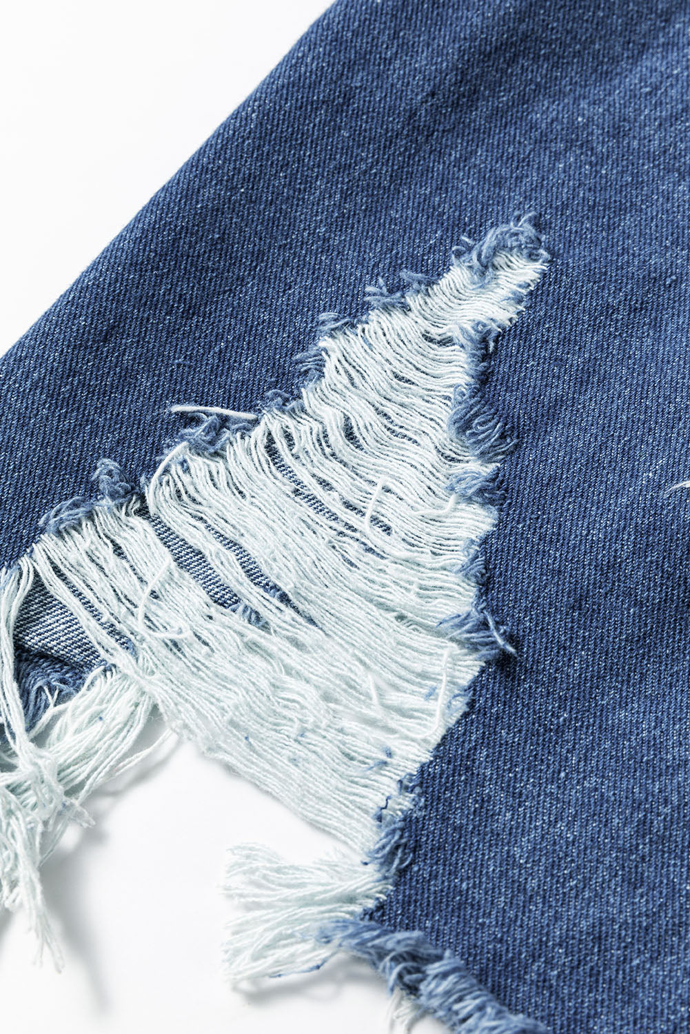 Sky Blue Mineral Wash Distressed Frayed Long Denim Jacket - Glimmer Road 