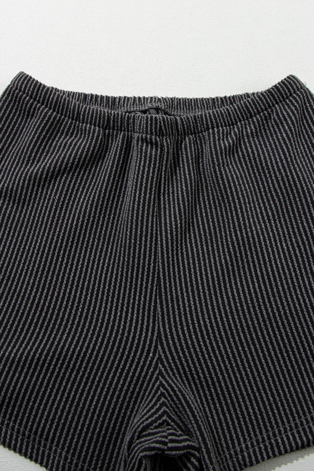 Carbon Grey Ribbed Textured Knit Loose Fit Tee and Shorts Set - Glimmer Road 