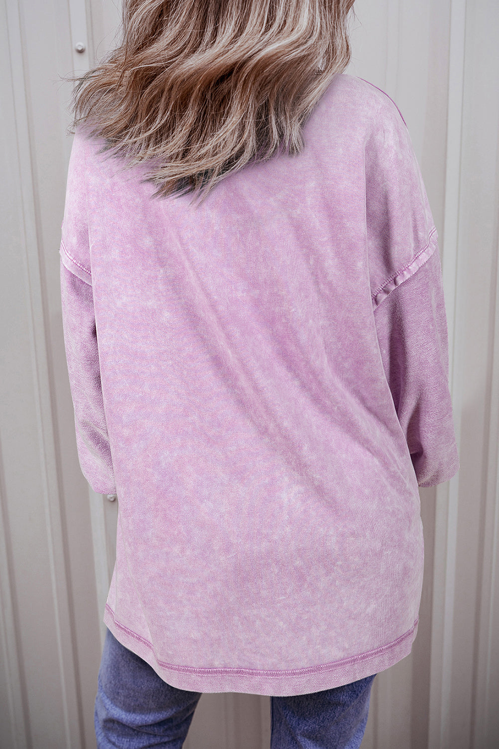 Orchid Petal Mineral Wash Drop Shoulder Pullover Sweatshirt - Glimmer Road 