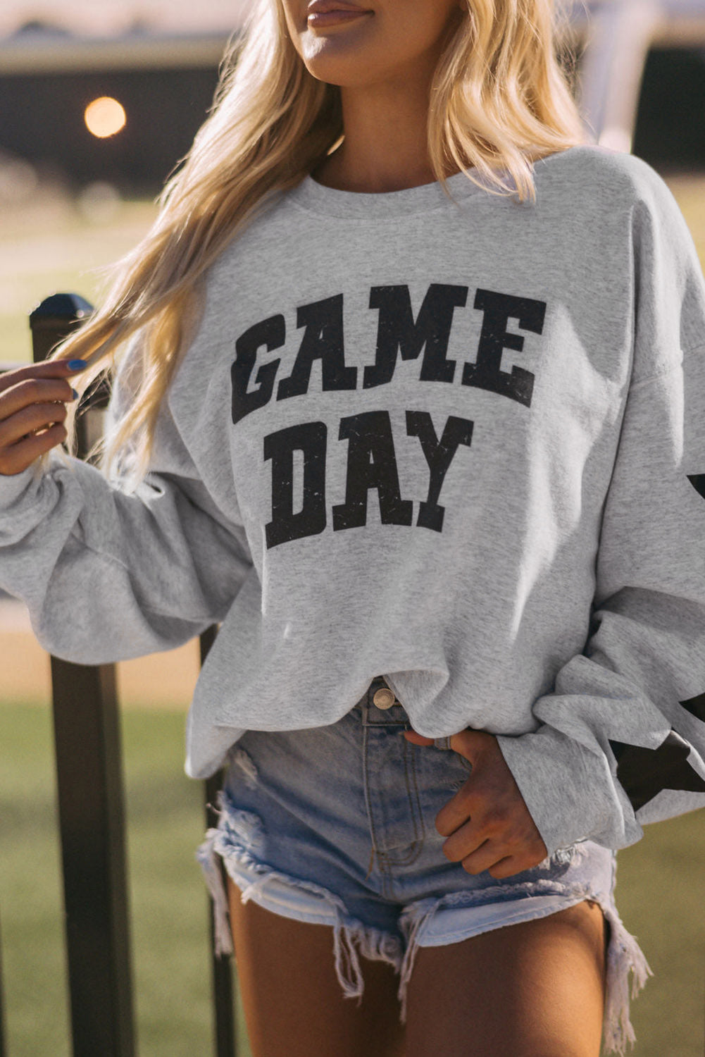 Black Game Day Graphic Rugby Football Season Sweatshirt - Glimmer Road 