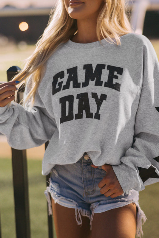 Black Game Day Graphic Rugby Football Season Sweatshirt - Glimmer Road 