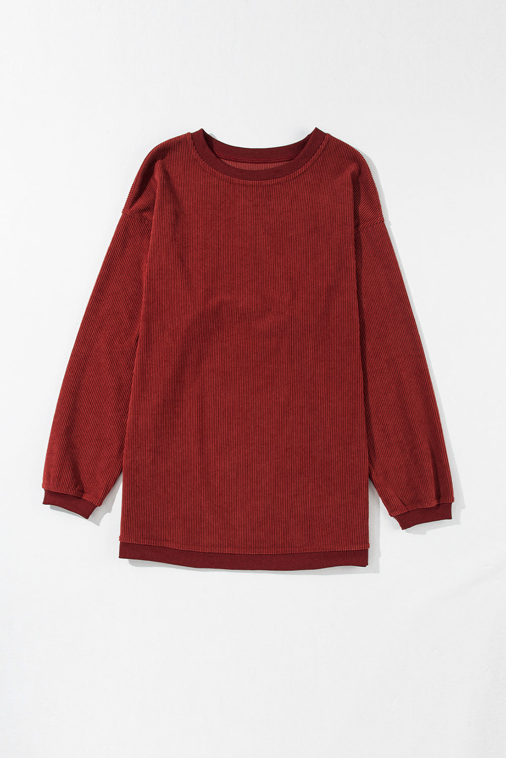 Racing Red Ribbed Corduroy Oversized Sweatshirt - Glimmer Road 