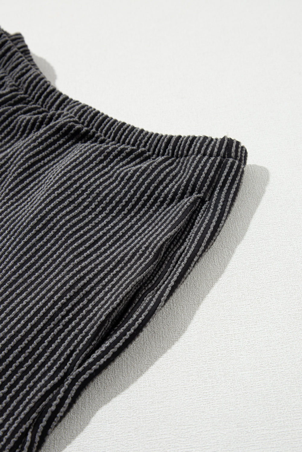 Carbon Grey Ribbed Textured Knit Loose Fit Tee and Shorts Set - Glimmer Road 