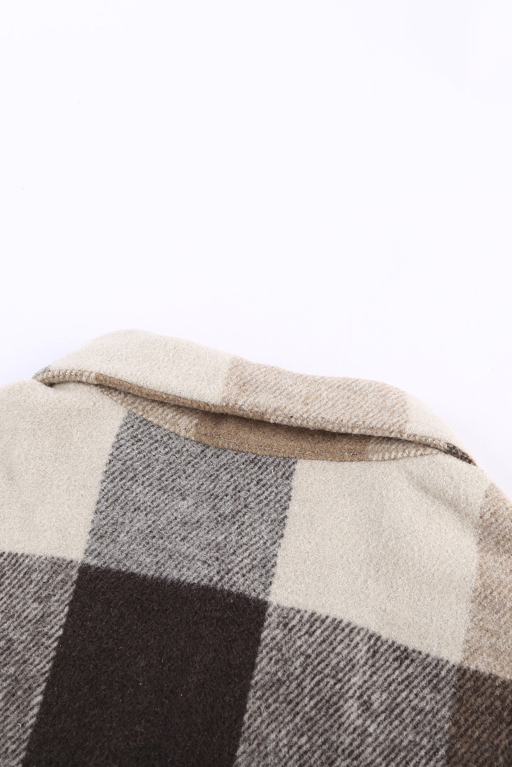Khaki Plaid Color Block Buttoned Long Sleeve Jacket with Pocket - Glimmer Road 