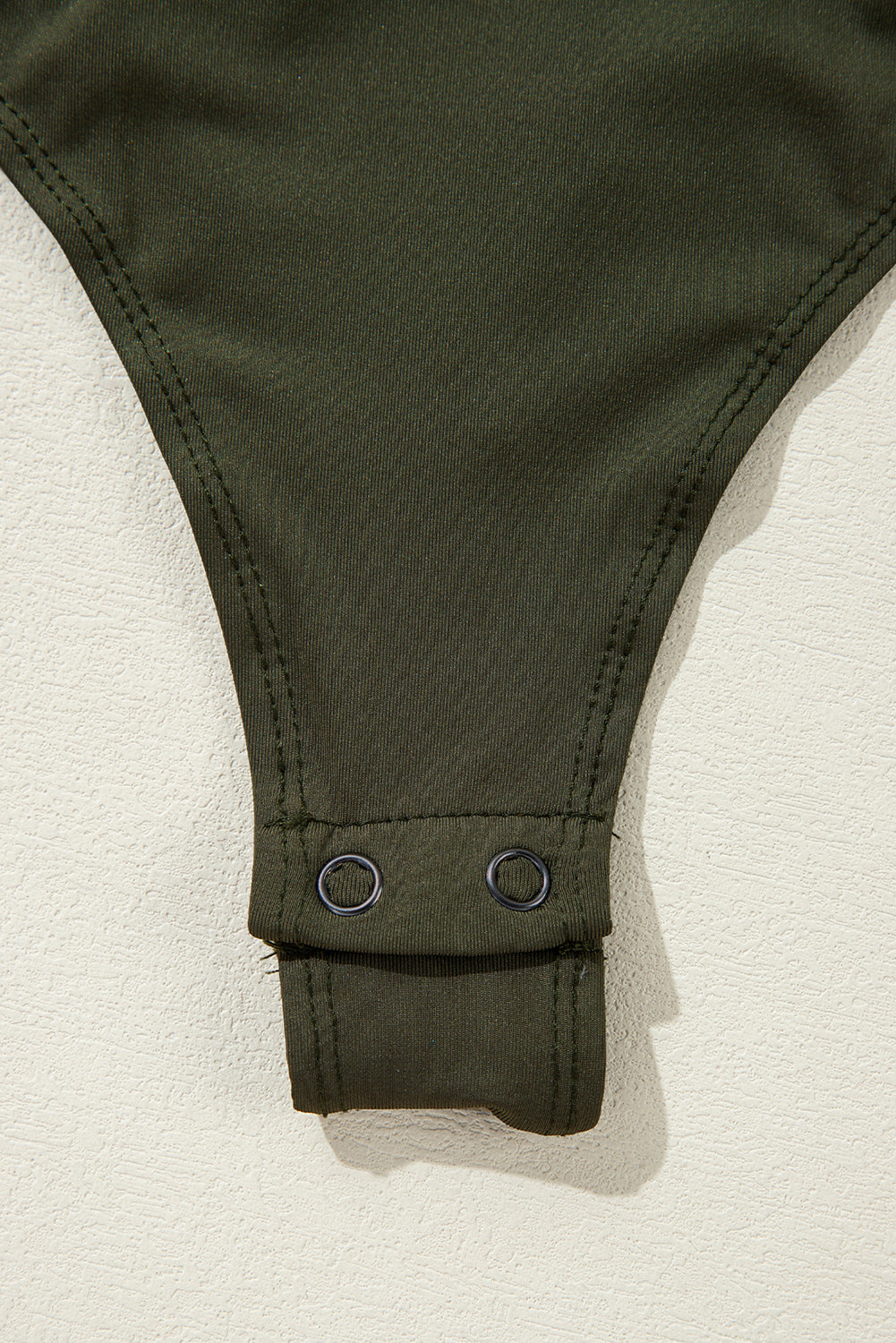 Moss Green Ruched Wrap V Neck Long Sleeve Bodysuit - Glimmer Road 