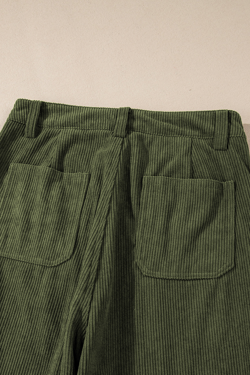 Green High Waist Square Pockets Corduroy Pants - Glimmer Road 