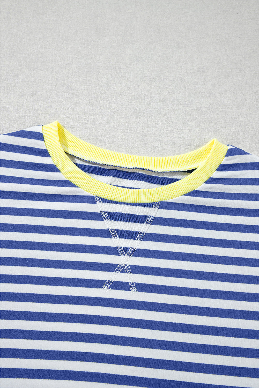 Blue Stripe Oversized Contrast Trim Pullover Sweatshirt - Glimmer Road 