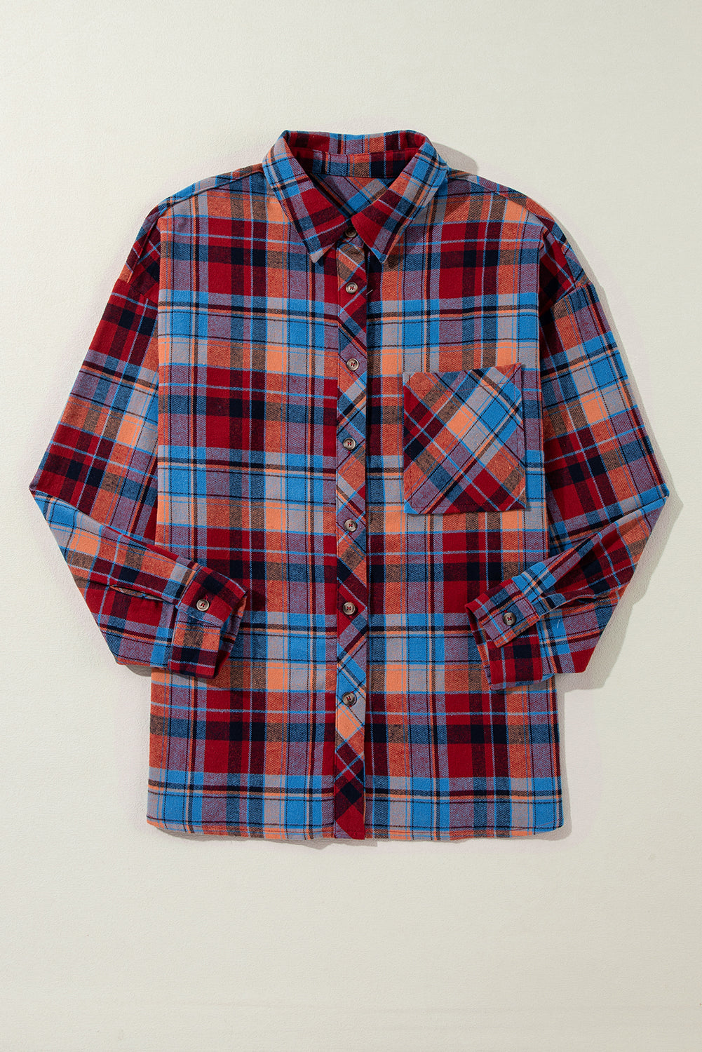 Red Plaid Print Loose Vintage Shirt - Glimmer Road 