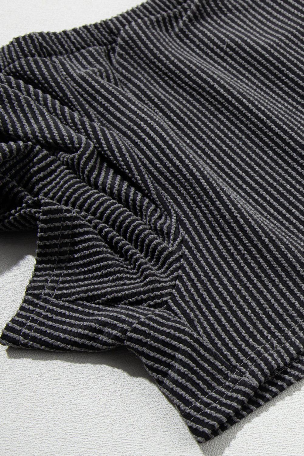 Carbon Grey Ribbed Textured Knit Loose Fit Tee and Shorts Set - Glimmer Road 