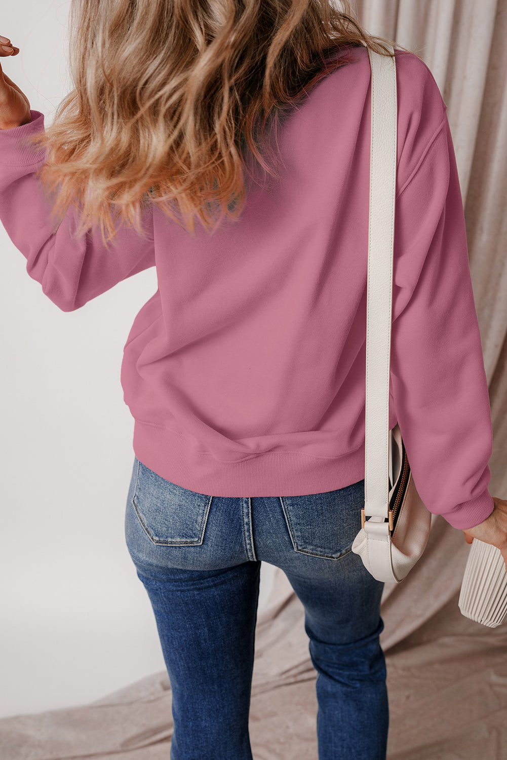 Smoke Green Solid Fleece Lined Drop Shoulder Terry Sweatshirt - Glimmer Road 
