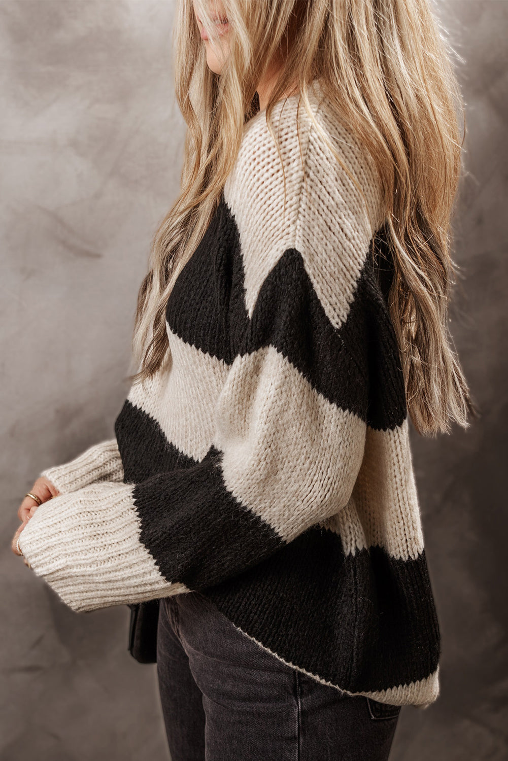 Jet Stream Colorblock Loose Pullover Sweater - Glimmer Road 