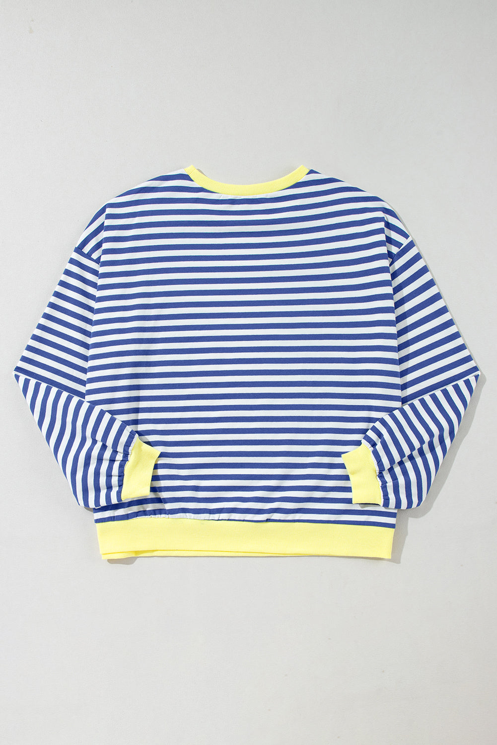 Blue Stripe Oversized Contrast Trim Pullover Sweatshirt - Glimmer Road 