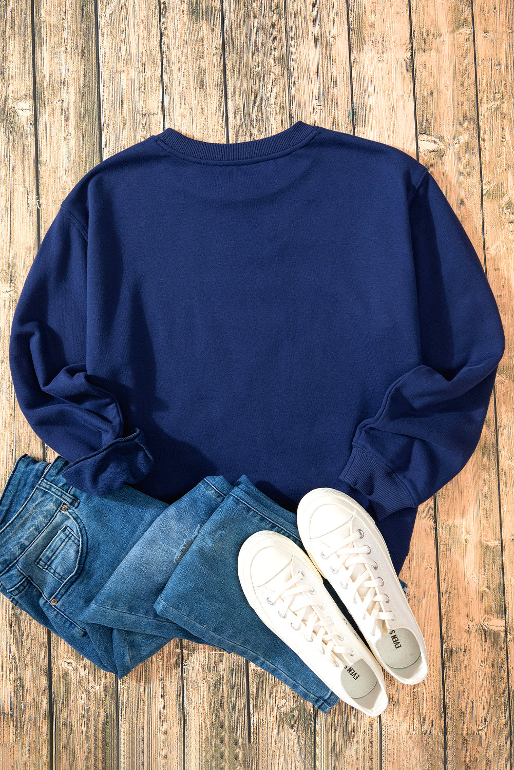 Smoke Green Solid Fleece Lined Drop Shoulder Terry Sweatshirt - Glimmer Road 