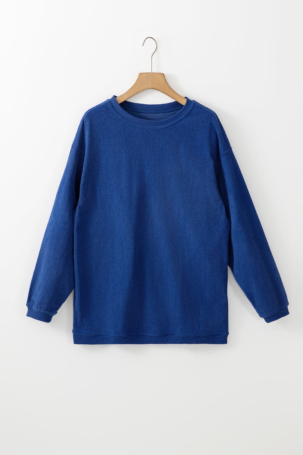 Dark Blue Ribbed Corduroy Oversized Sweatshirt - Glimmer Road 