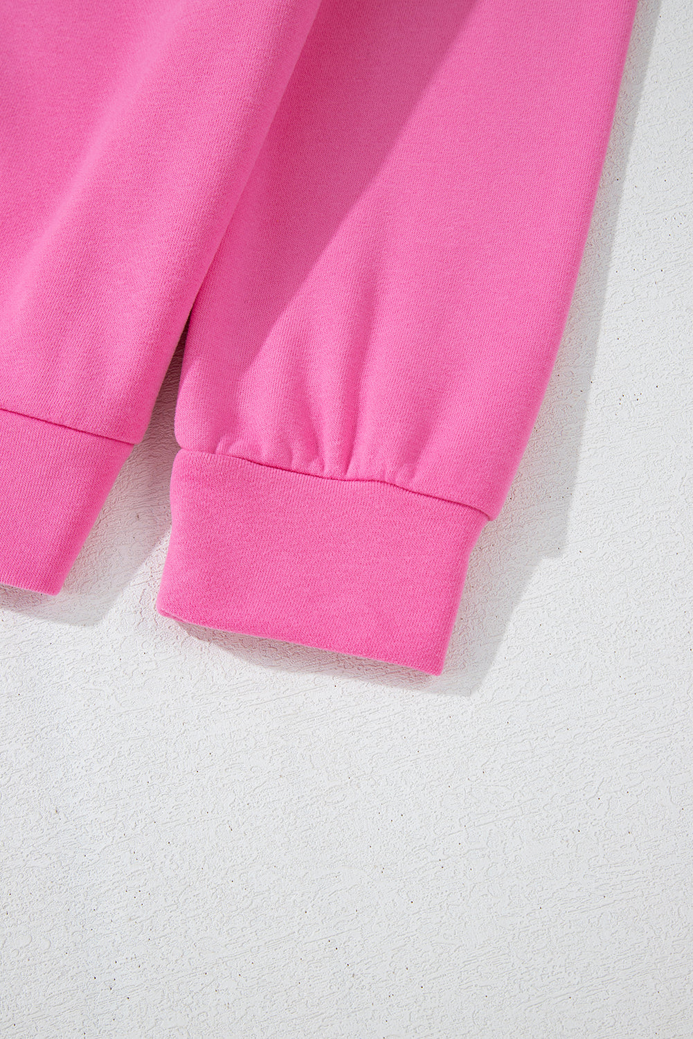 Bright Pink Solid Seamed Zipper Jacket and Drawstring Waist Pants Set